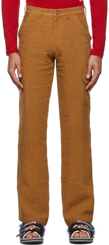 Photo: Lukhanyo Mdingi SSENSE Exclusive Tan Linen Cargo Pants