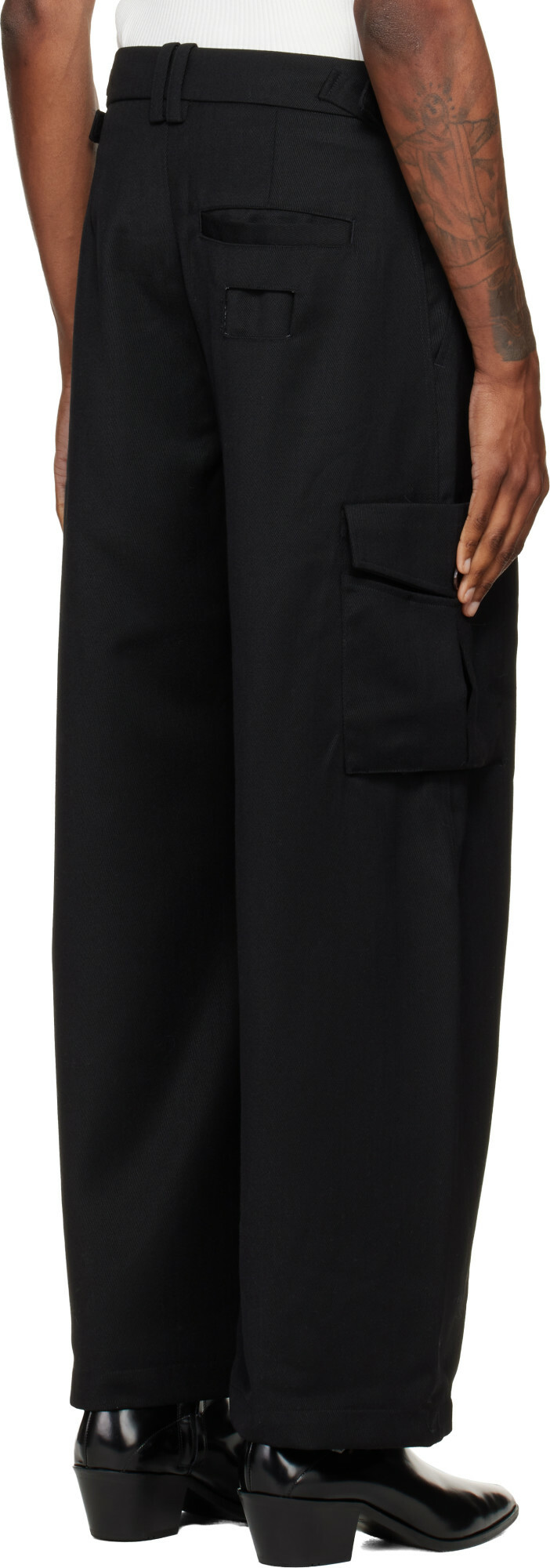 NULLUS Black Low Poly Shift Cargo Pants