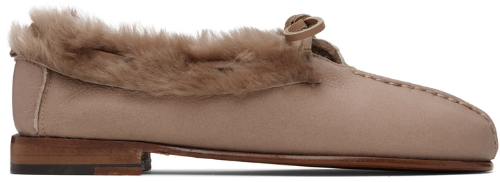 Photo: HEREU Taupe Tilla Shearling Loafers