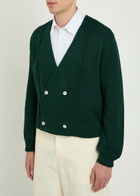 Bode Double-breasted Cotton Cardigan Dark Green