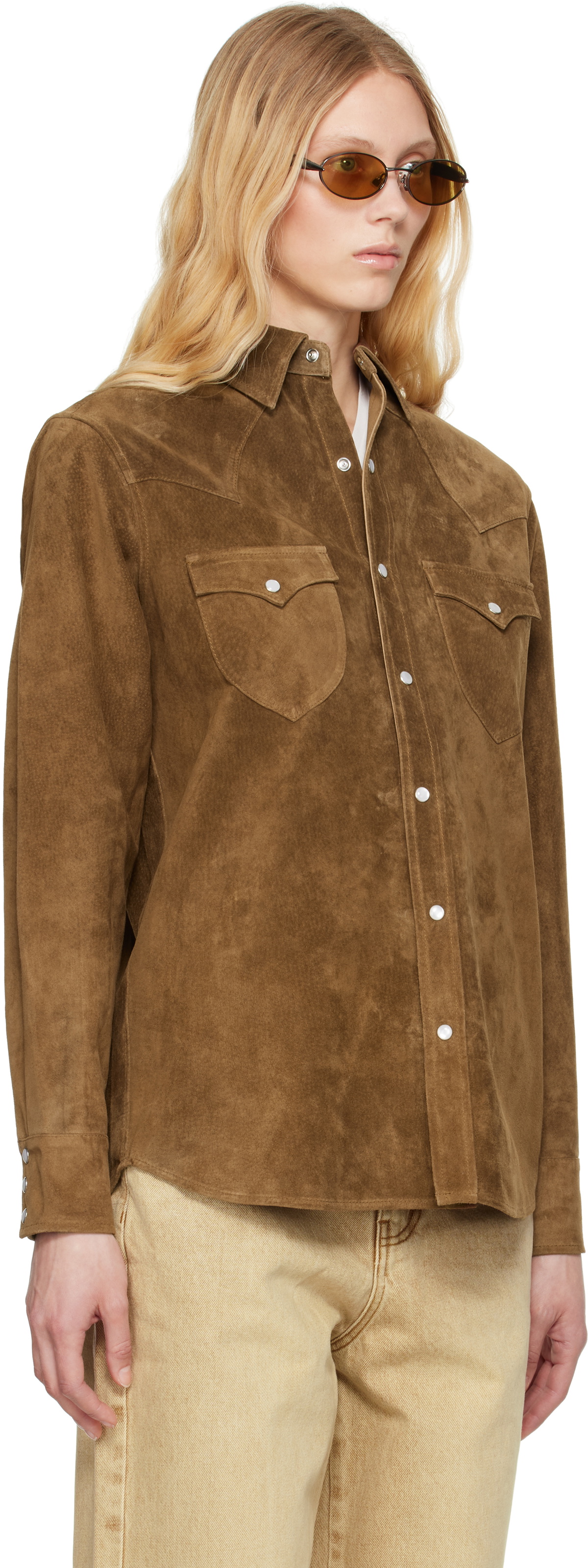 Carter Young Brown Western Suede Shirt