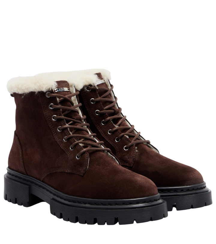 Photo: Staud Henry shearling-lined suede combat boots