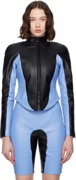 ABRA Black & Blue Wet Leather Jacket