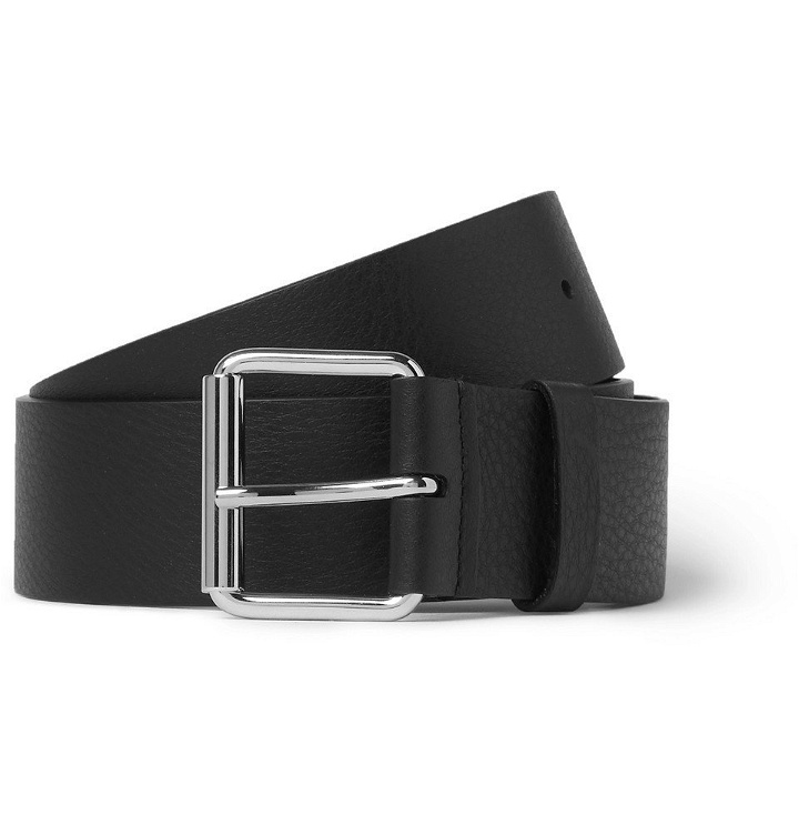 Photo: Balenciaga - 4cm Black Logo-Print Full-Grain Leather Belt - Men - Black