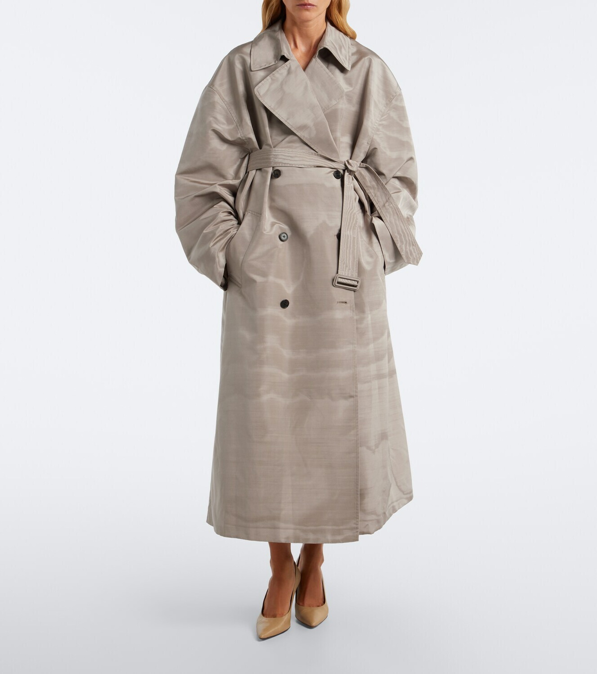 The Row Archa silk moiré faille trench coat