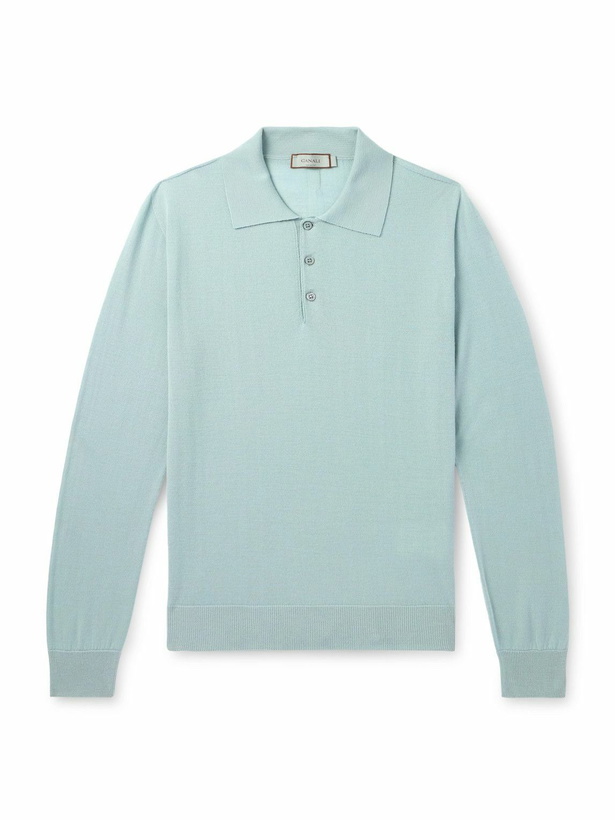 Photo: Canali - Wool Polo Shirt - Blue