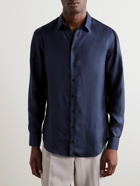 Giorgio Armani - Silk-Twill Shirt - Blue