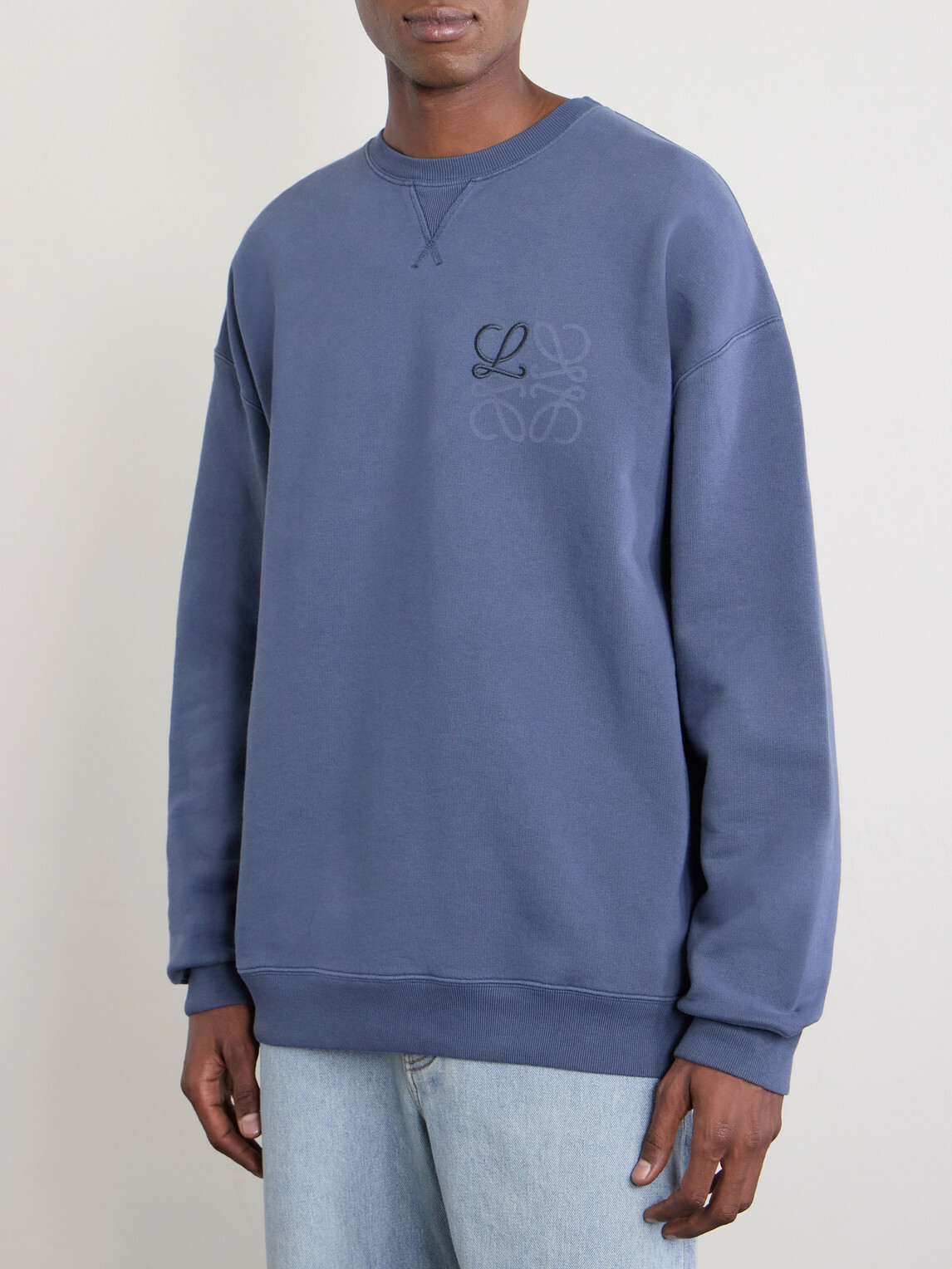 LOEWE - Logo-Embroidered Printed Cotton-Jersey Sweatshirt - Blue