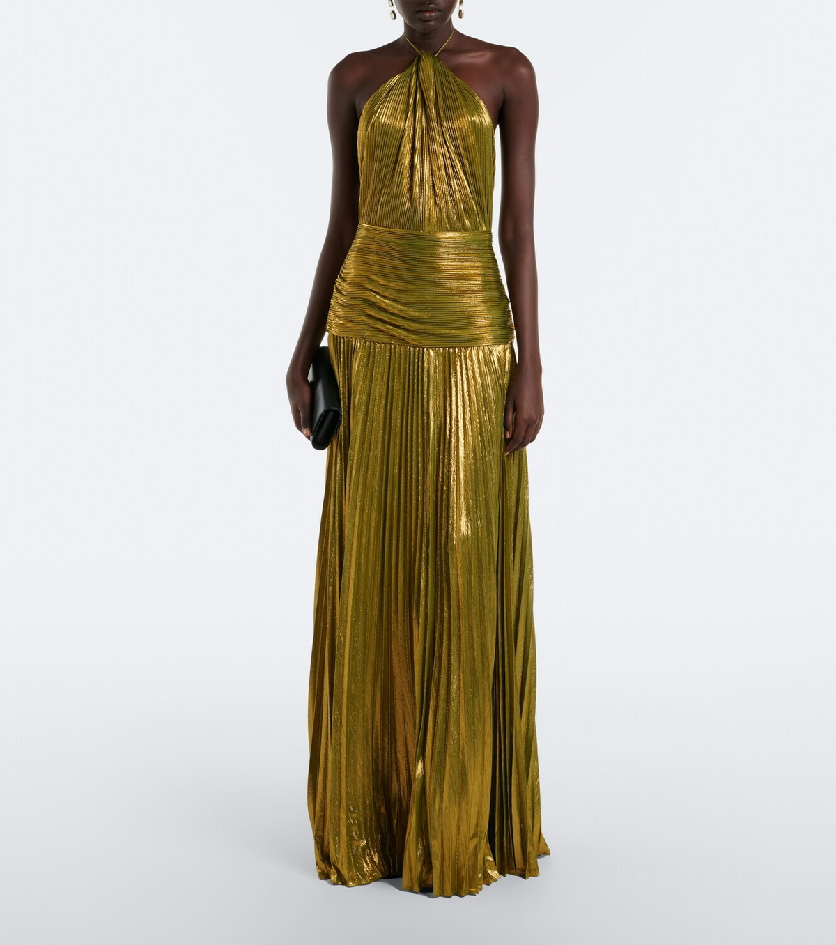 Retrofête Thalia plissé halterneck gown