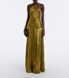 Retrofête Thalia plissé halterneck gown