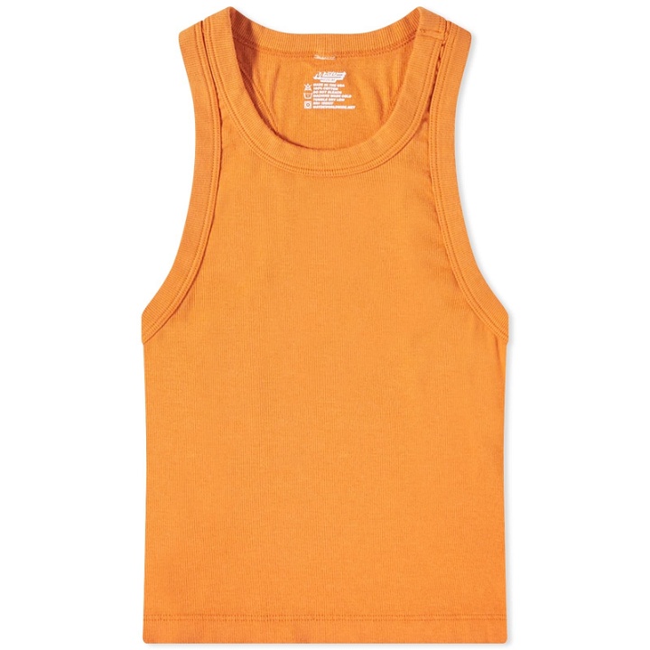 Photo: Mayde Women's Cropped Ribbed Tank Vest in Terracotta