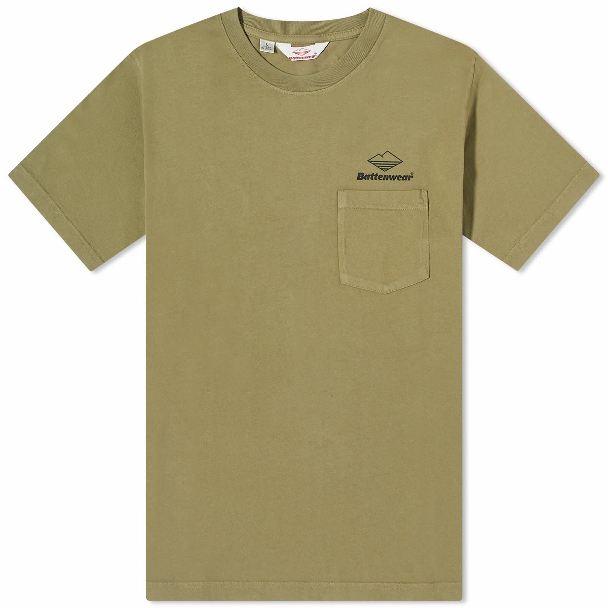 Photo: Battenwear Men's Team Pocket T-Shirt in Olive