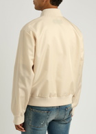 Dolce & Gabbana Logo Nylon Bomber Jacket Off White