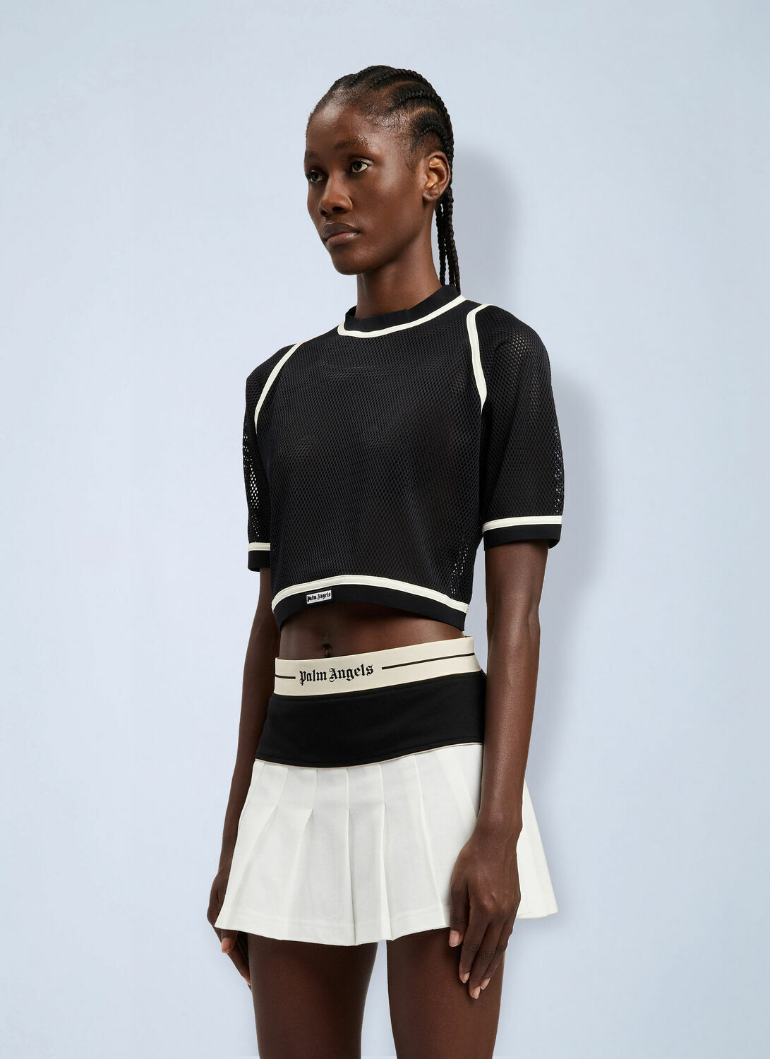 Palm Angels Logo Mesh Cropped Top