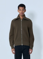Bottega Veneta Zip-Front High Collar Cardigan