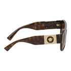 Versace Tortoiseshell Medusa Stud Aviator Sunglasses