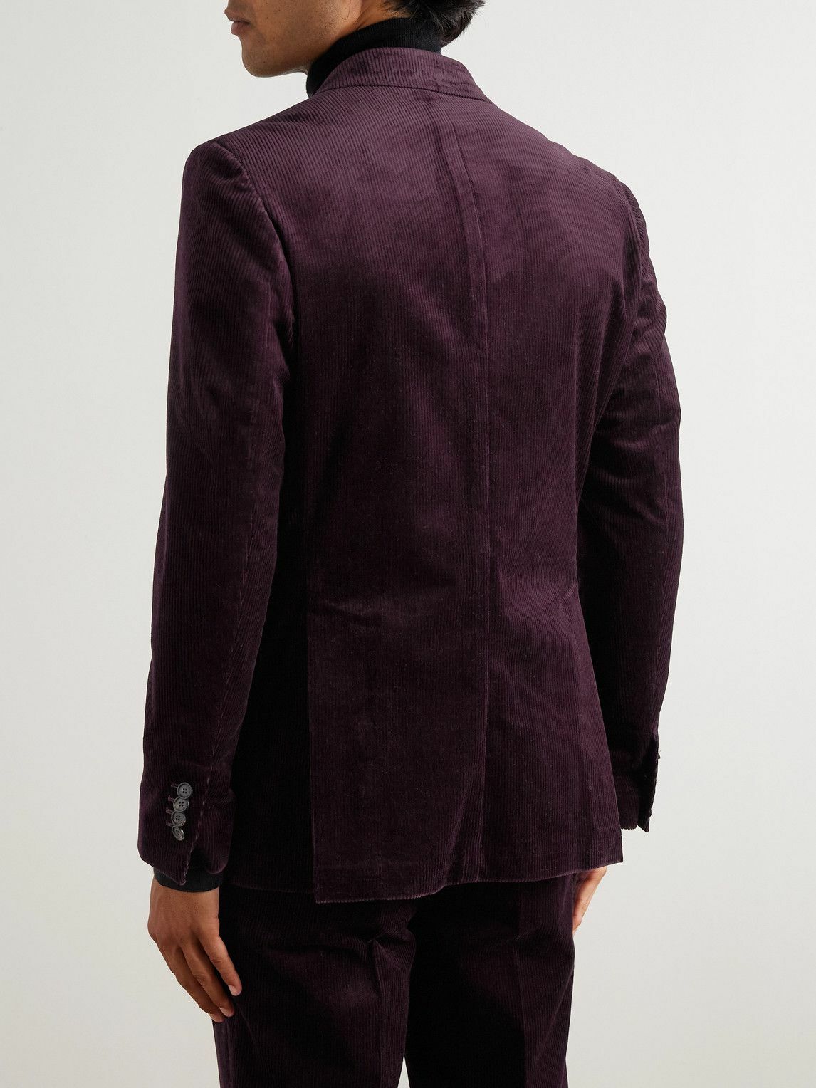 De Petrillo - Posillipo Slim-Fit Cotton-Blend Corduroy Suit Jacket - Burgundy