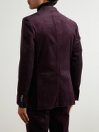 De Petrillo - Posillipo Slim-Fit Cotton-Blend Corduroy Suit Jacket - Burgundy