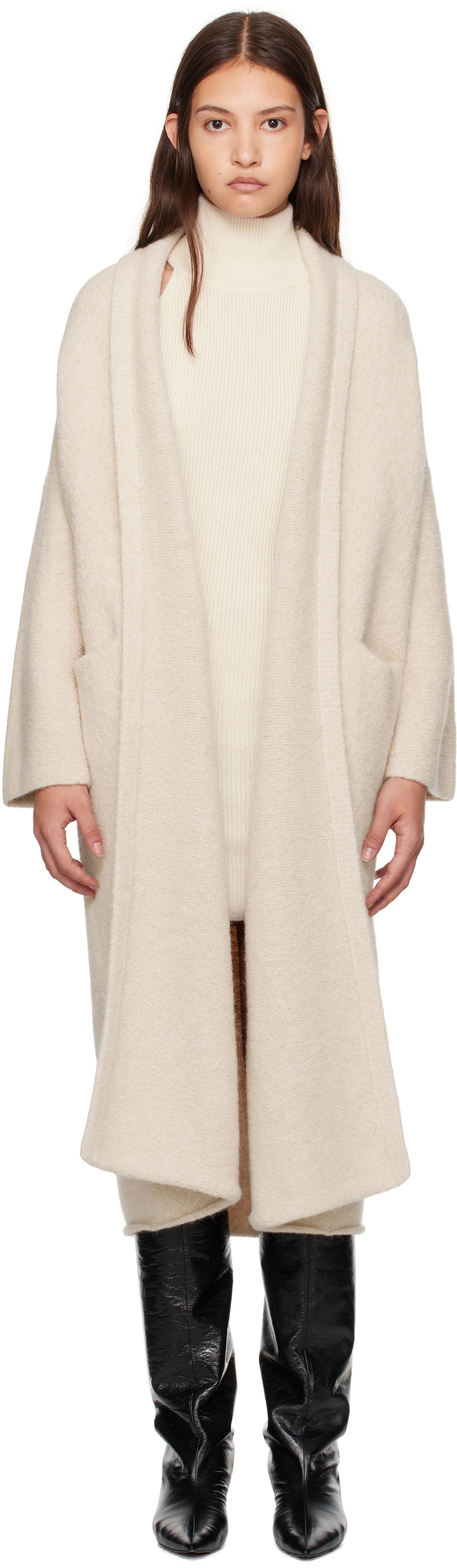 Lauren Manoogian Off-White Long Shawl Cardigan