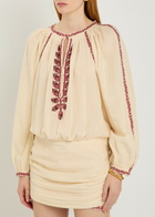 Isabel Marant étoile Ludy Embroidered Cotton Mini Dress Beige