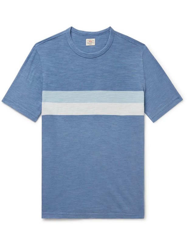 Photo: Faherty - Striped Slub Cotton-Jersey T-Shirt - Blue