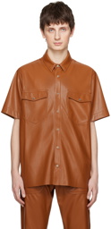 Nanushka Tan Adam Vegan Leather Shirt