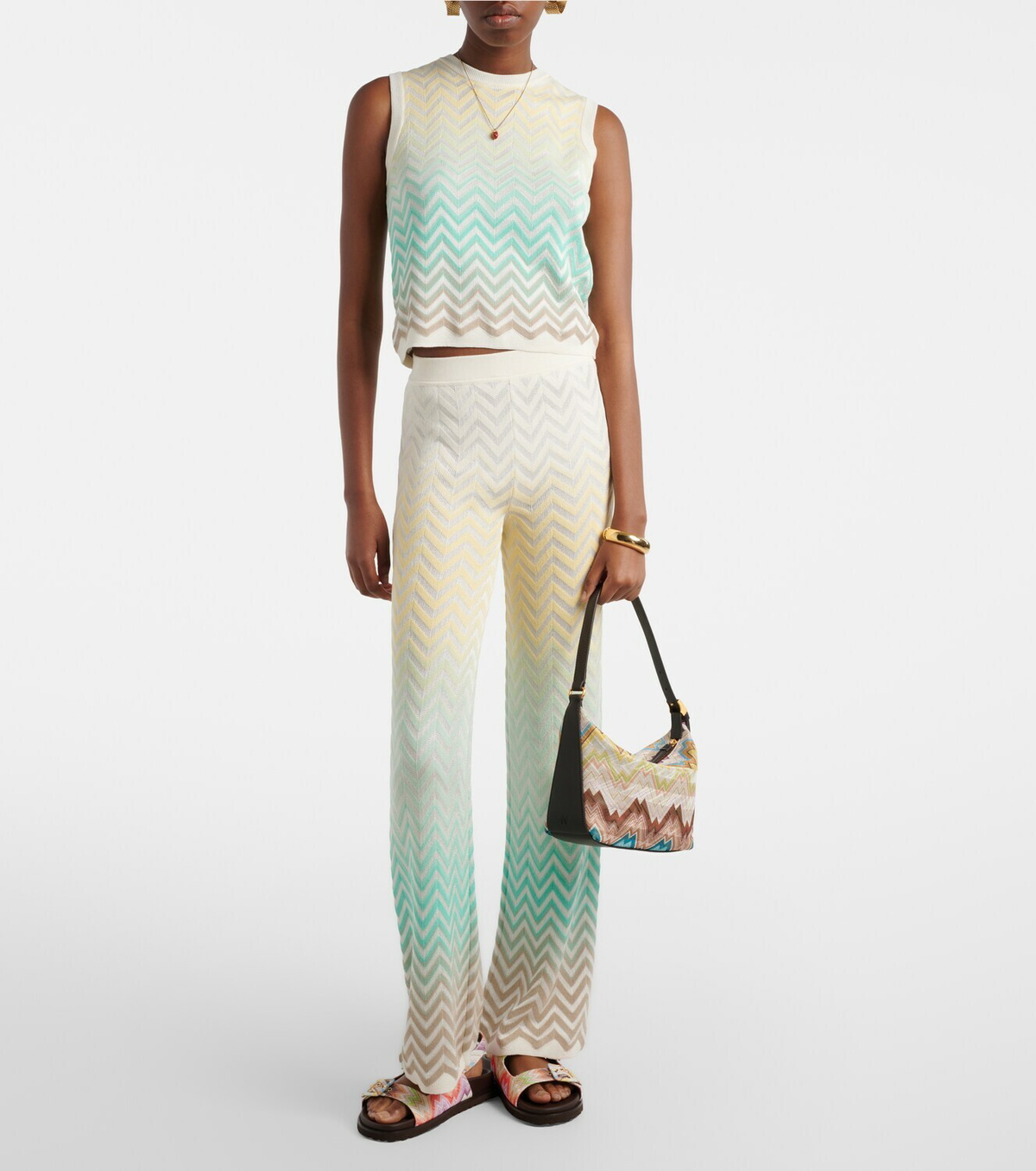 Missoni Soft Zigzag leather-trimmed shoulder bag