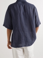 Barena - Solana Camp-Collar Linen-Poplin Shirt - Blue