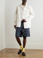 KAPITAL - Dojo Easy Wide-Leg Belted Embroidered Denim Shorts - Blue