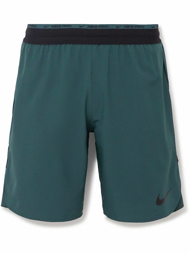 Photo: Nike Training - Pro Flex Rep Straight-Leg Mesh-Trimmed Dri-FIT Shorts - Blue