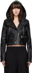 JW Anderson Black Hooded Leather Jacket