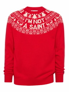 MC2 Saint Barth Red Sweater Heron With Fair Isle Jacquard And Im Not A Saint Jacquard