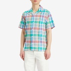Dubbleware Men's Quincy Madras Vacation Shirt in Green/Pink