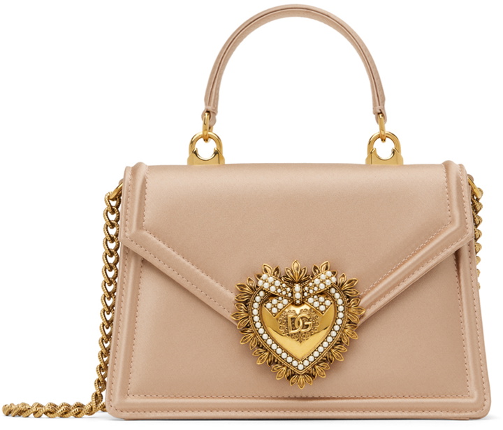 Photo: Dolce&Gabbana Beige Small Satin Devotion Bag