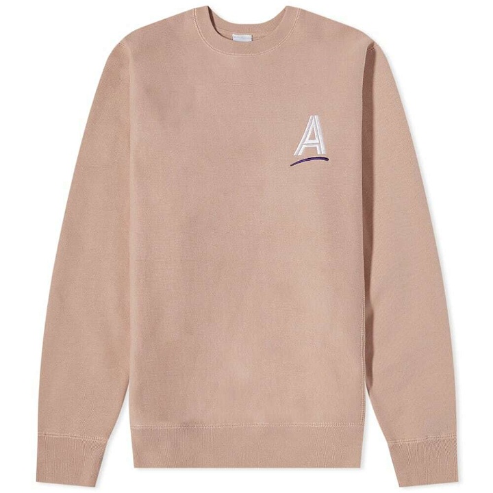 Photo: Alltimers Men's Straight As Embroidered Crew Sweat in Dusty Pink