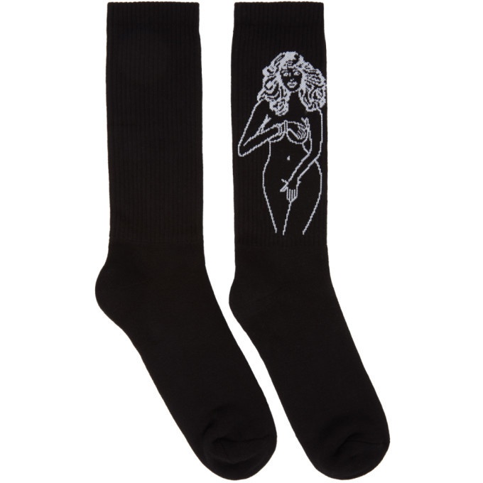 Photo: Palm Angels Black Graphic Socks