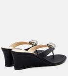 Mach & Mach Double Heart satin wedge thong sandals