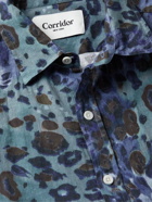 Corridor - Camp-Collar Printed Linen Shirt - Blue