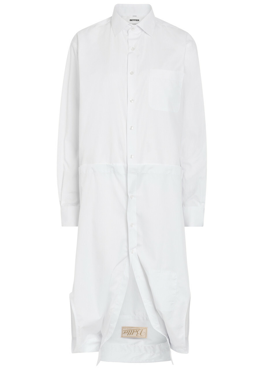 Bettter Double-shirt Cotton-blend Poplin Midi Dress White