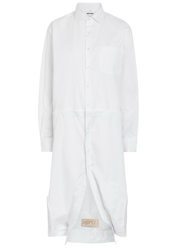 Photo: Bettter Double-shirt Cotton-blend Poplin Midi Dress White