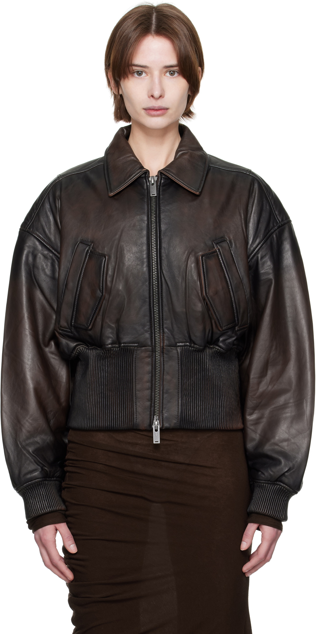 Holzweiler Brown Saphra Leather Jacket Holzweiler
