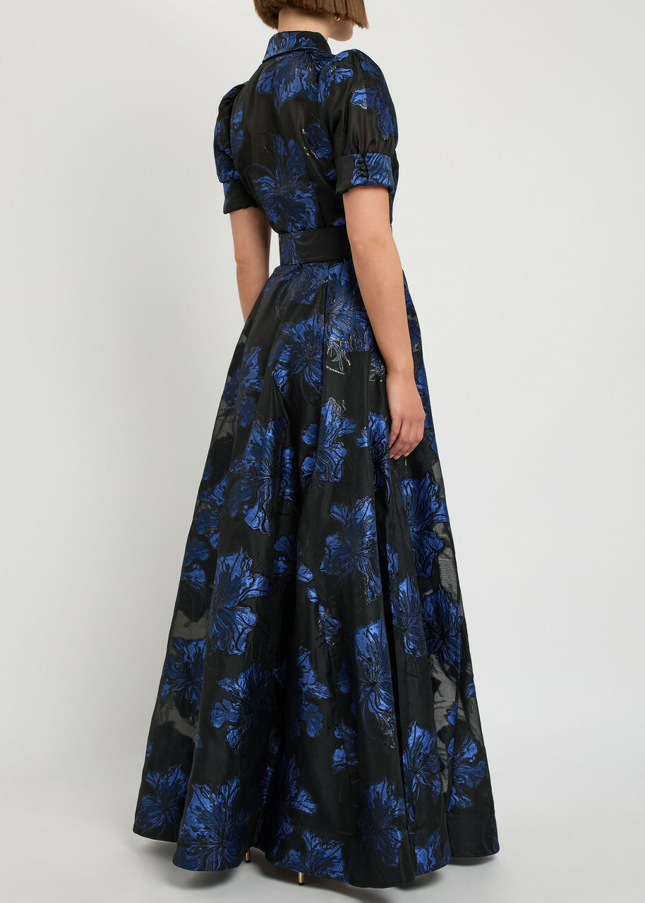 Rebecca Vallance Alexandra Floral-jacquard Woven Maxi Dress Navy