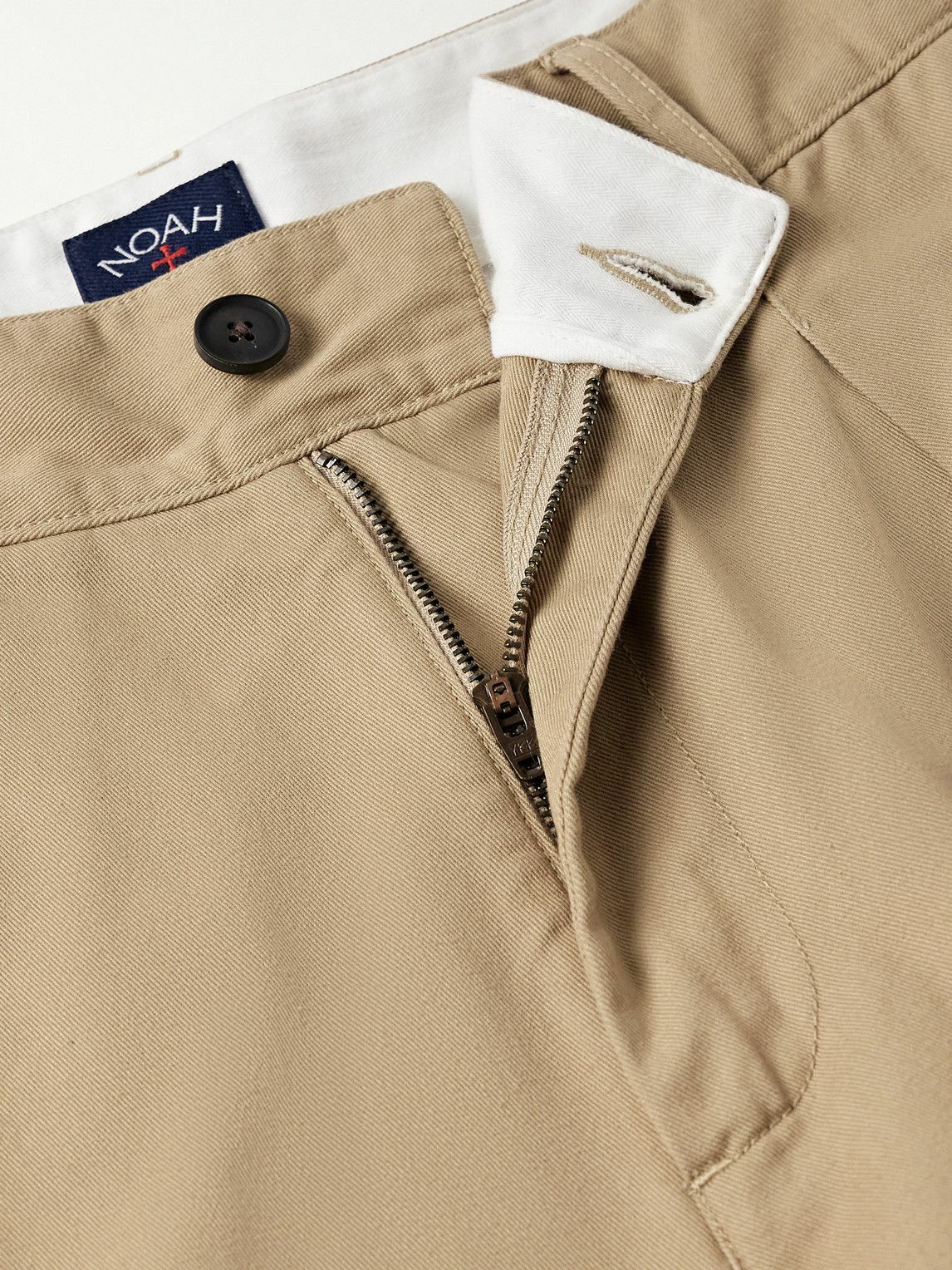 Noah - Wide-Leg Pleated Cotton-Twill Trousers - Neutrals