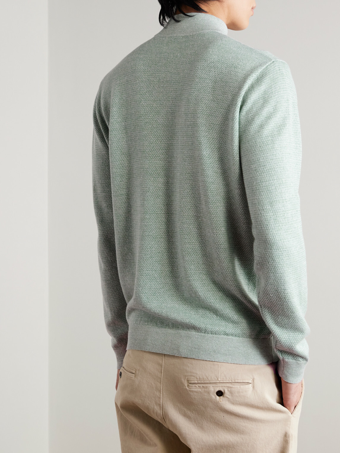 Peter Millar - Barlow Merino Wool, Linen and Cotton-Blend Half-Zip Sweater - Green
