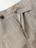 Corridor - Straight-Leg Pleated Checked Linen and Wool-Blend Trousers - Neutrals