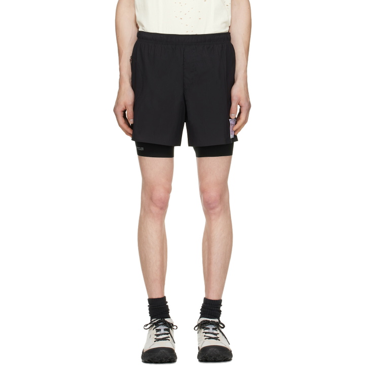 Photo: Satisfy Black Rippy Cordura 5 Trail Shorts