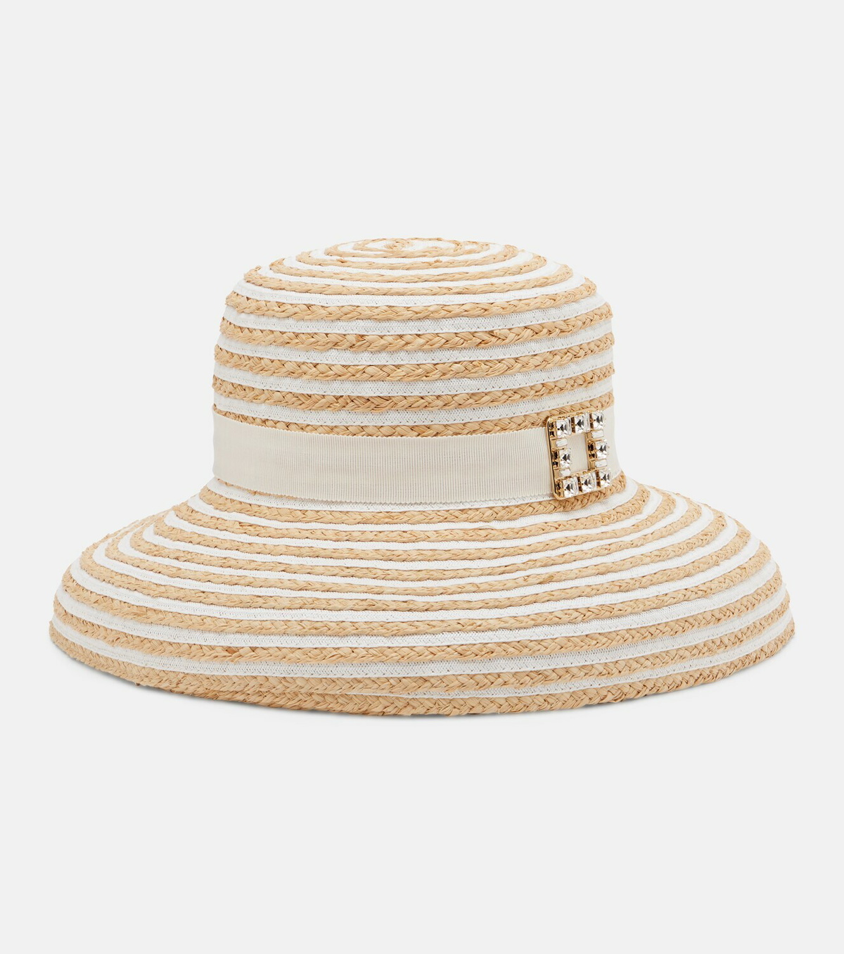 Roger Vivier Très Vivier striped raffia sun hat
