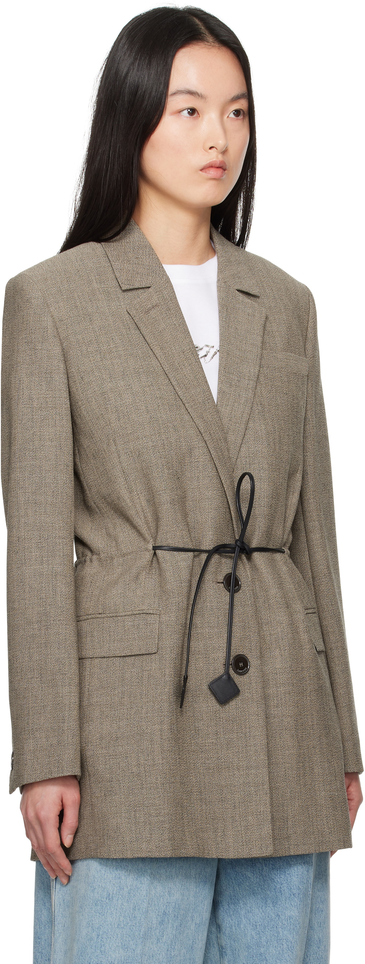 Lanvin Brown Belted Wool Blazer