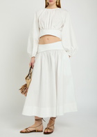 Zimmermann Gathered Cotton-poplin Midi Skirt Ivory