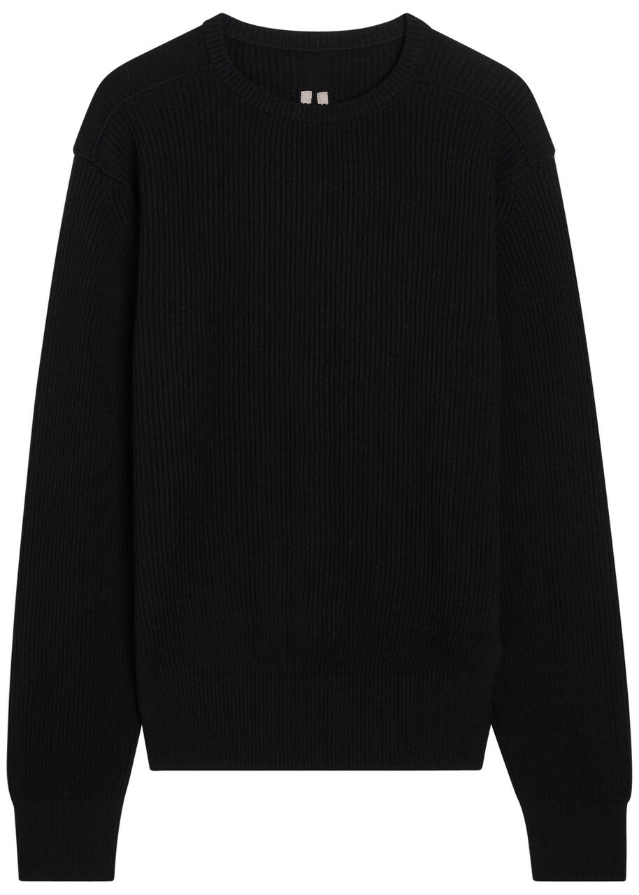 Rick Owens Fisherman Ribbed Wool Jumper Black